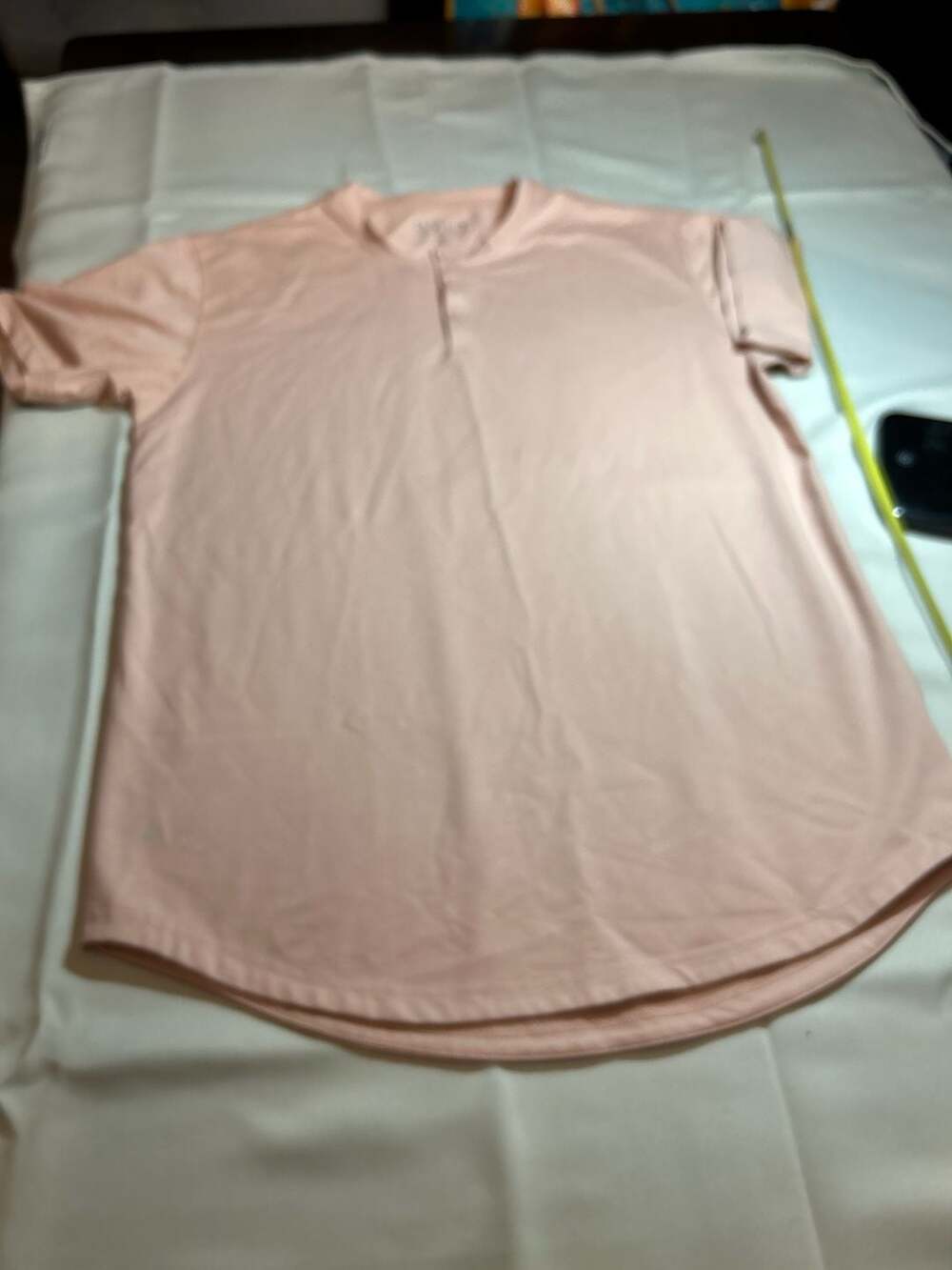 BYLT Basics Signature Drop Cut Henley Shirt in Peach L